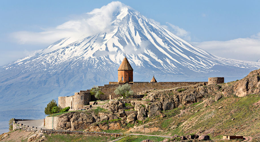Kirche Armenien Berge Khor Virap Kirche Armenien Gebirge