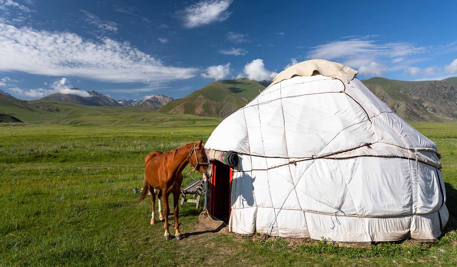 Pferd und Jurte in Kirgistan